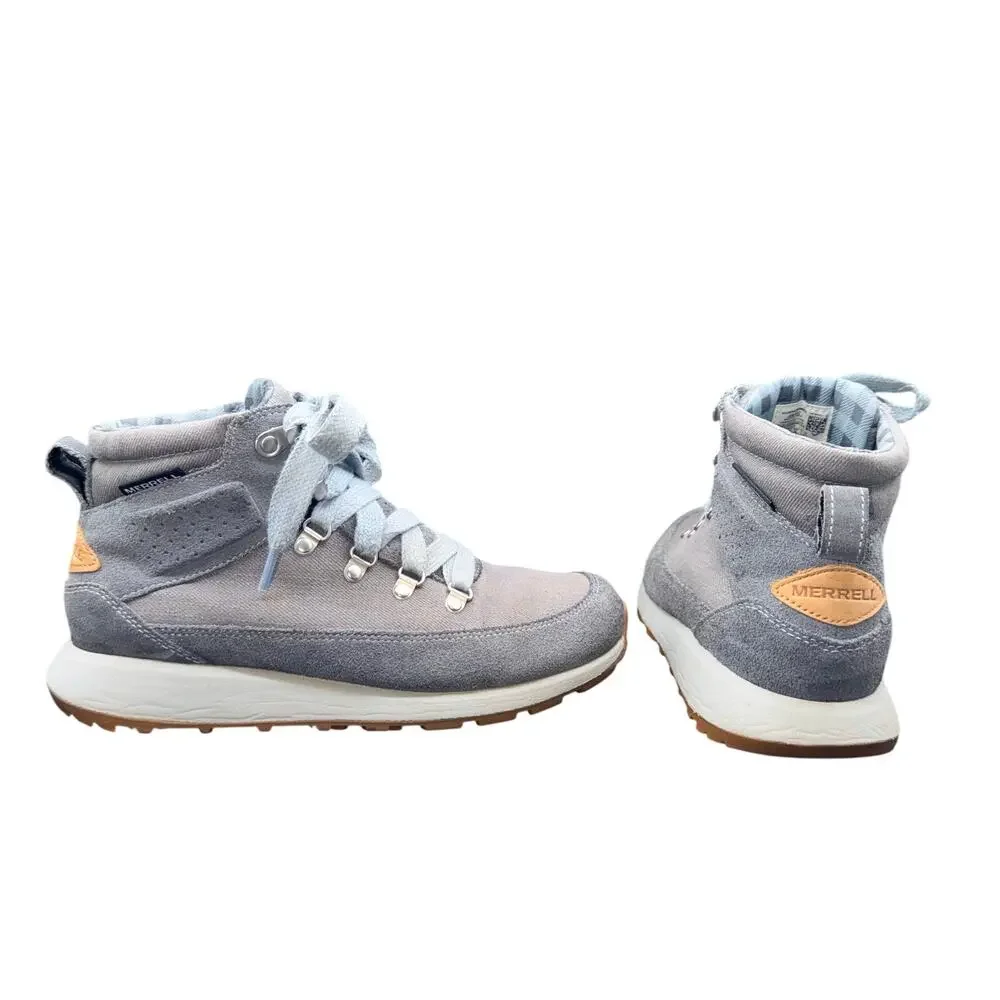 Merrell Waitsfield Mid Hiking Boots Gray Suede Canvas Women’s 7.5